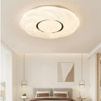 Modern Minimalist Cream Round Rose Iron Acrylic LED Flush Mount Ceiling Light For Bedroom