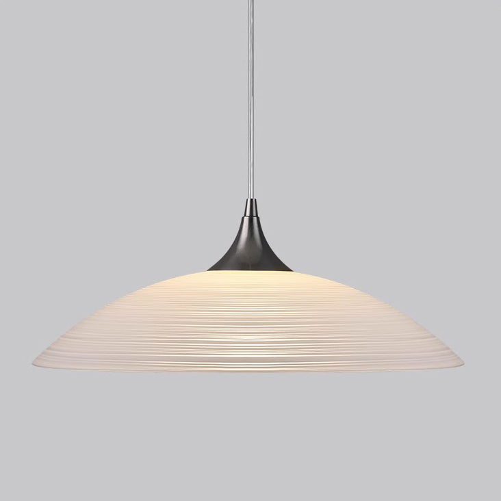 Modern Luxury Ribbed Dome Hardware Glass 1-Light Pendant Light For Bedroom