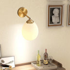 Traditional French Pull Switch Rotatable Dome Half Pleated Glass Shade Iron 1-Light Wall Sconce Lamp For Living Room