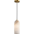 Contemporary Luxury Column Marble Brass 1-light Pendant Light for Living Room BulbSquare