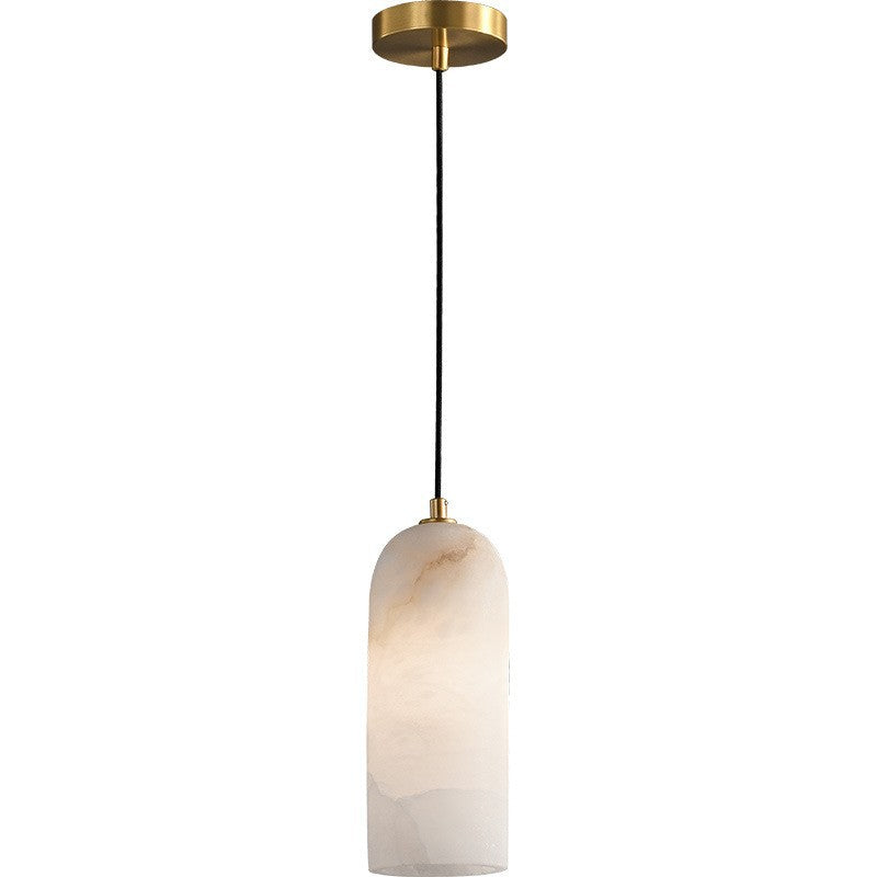 Contemporary Luxury Column Marble Brass 1-light Pendant Light for Living Room BulbSquare