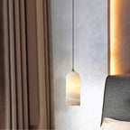 Contemporary Luxury Column Marble Brass 1-light Pendant Light for Living Room BulbSquare
