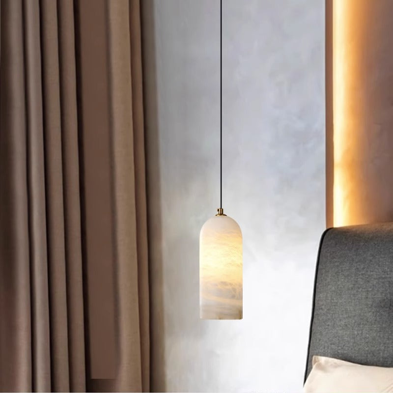 Contemporary Luxury Column Marble Brass 1-light Pendant Light for Living Room BulbSquare