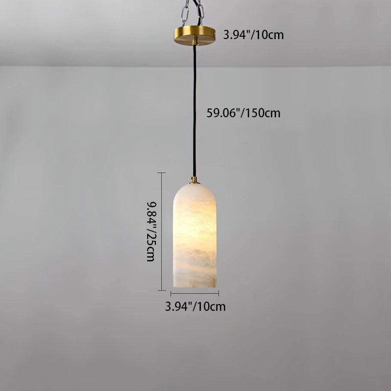 Contemporary Luxury Column Marble Brass 1-light Pendant Light for Living Room BulbSquare