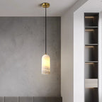 Contemporary Luxury Column Marble Brass 1-light Pendant Light for Living Room BulbSquare