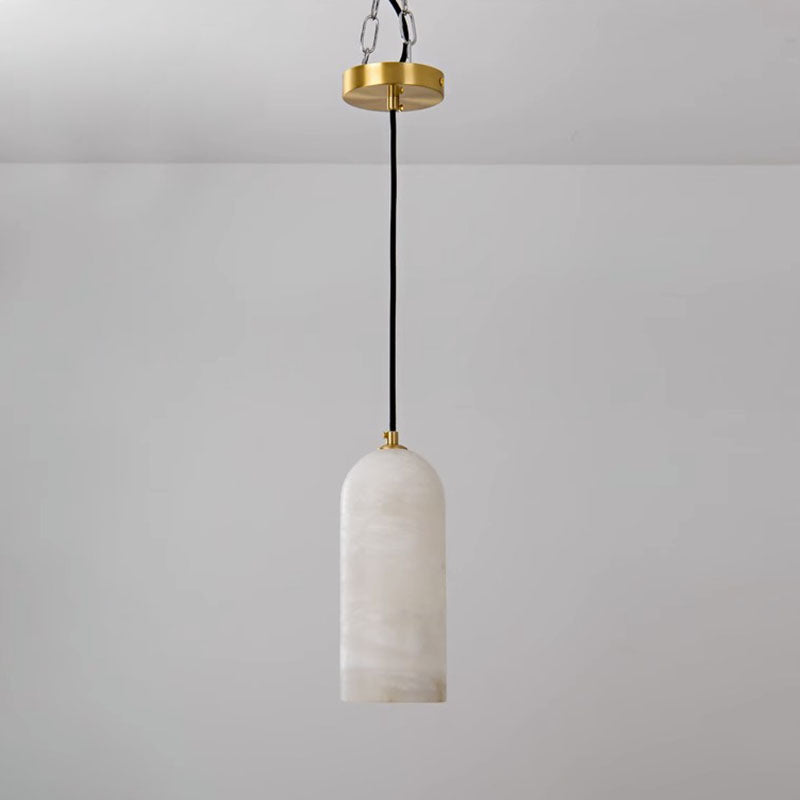 Contemporary Luxury Column Marble Brass 1-light Pendant Light for Living Room BulbSquare