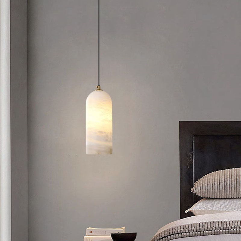 Contemporary Luxury Column Marble Brass 1-light Pendant Light for Living Room BulbSquare