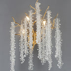 Contemporary Luxury Tree Branches Tassel Crystal Aluminum 3-Light Wall Sconce Lamp For Living Room