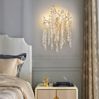 Contemporary Luxury Tree Branches Tassel Crystal Aluminum 3-Light Wall Sconce Lamp For Living Room
