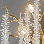Contemporary Luxury Tree Branches Tassel Crystal Aluminum 3-Light Wall Sconce Lamp For Living Room