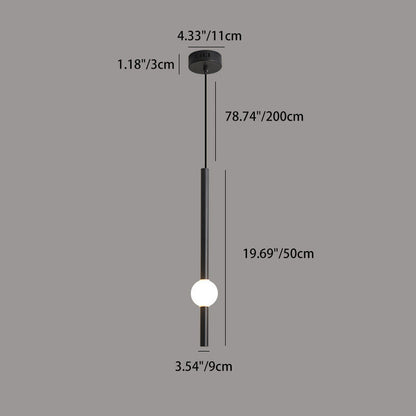 Modern Minimalist Round Ball Sword-Shape Iron Acrylic LED Pendant Light For Bedroom
