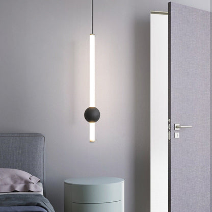 Modern Minimalist Round Ball Sword-Shape Iron Acrylic LED Pendant Light For Bedroom