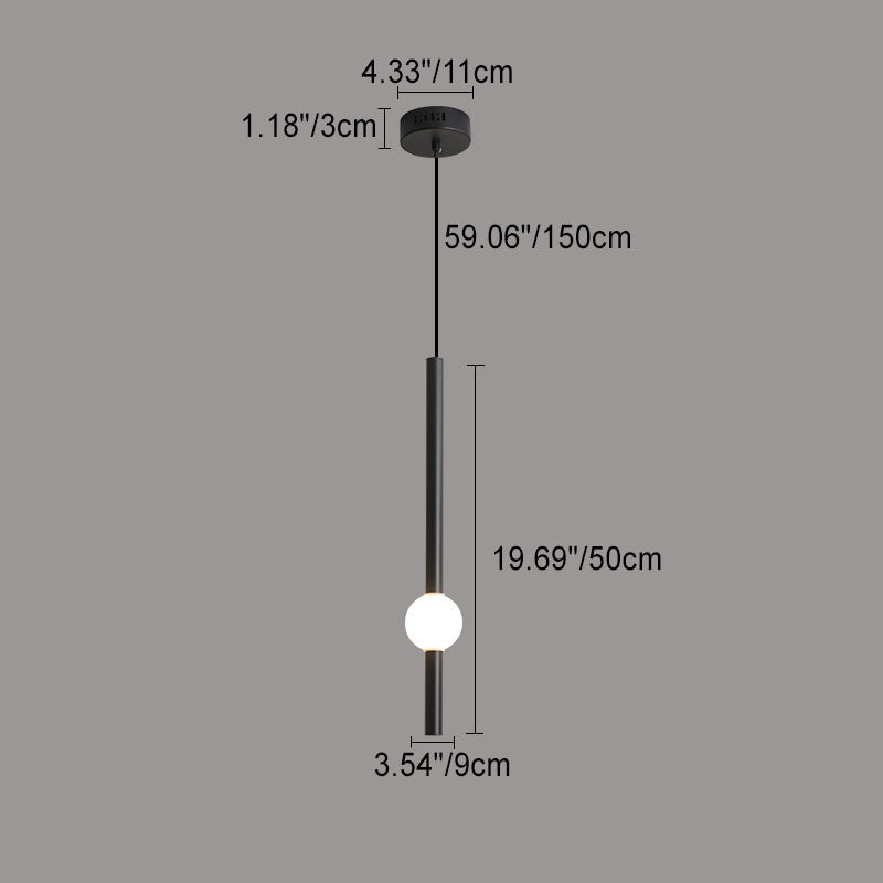 Modern Minimalist Round Ball Sword-Shape Iron Acrylic LED Pendant Light For Bedroom