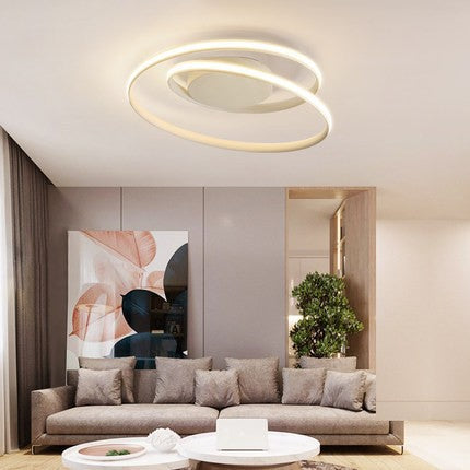 Contemporary Nordic Circles Strip Iron Silicone LED Flush Mount Ceiling Light For Bedroom
