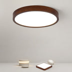 Modern Minimalist Round Acrylic Iron Wood LED Flush Mount Ceiling Light for Bedroom