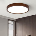 Modern Minimalist Round Acrylic Iron Wood LED Flush Mount Ceiling Light for Bedroom