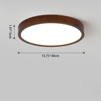Modern Minimalist Round Acrylic Iron Wood LED Flush Mount Ceiling Light for Bedroom