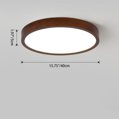 Modern Minimalist Round Acrylic Iron Wood LED Flush Mount Ceiling Light for Bedroom
