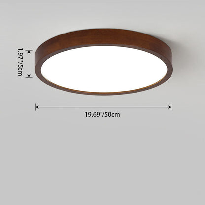 Modern Minimalist Round Acrylic Iron Wood LED Flush Mount Ceiling Light for Bedroom