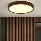 Modern Minimalist Round Acrylic Iron Wood LED Flush Mount Ceiling Light for Bedroom