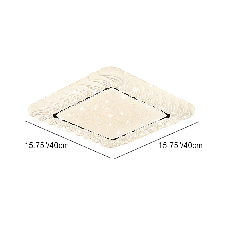 Modern Simplicity Iron Acrylic Square Round Petal LED Flush Mount Ceiling Light For Bedroom