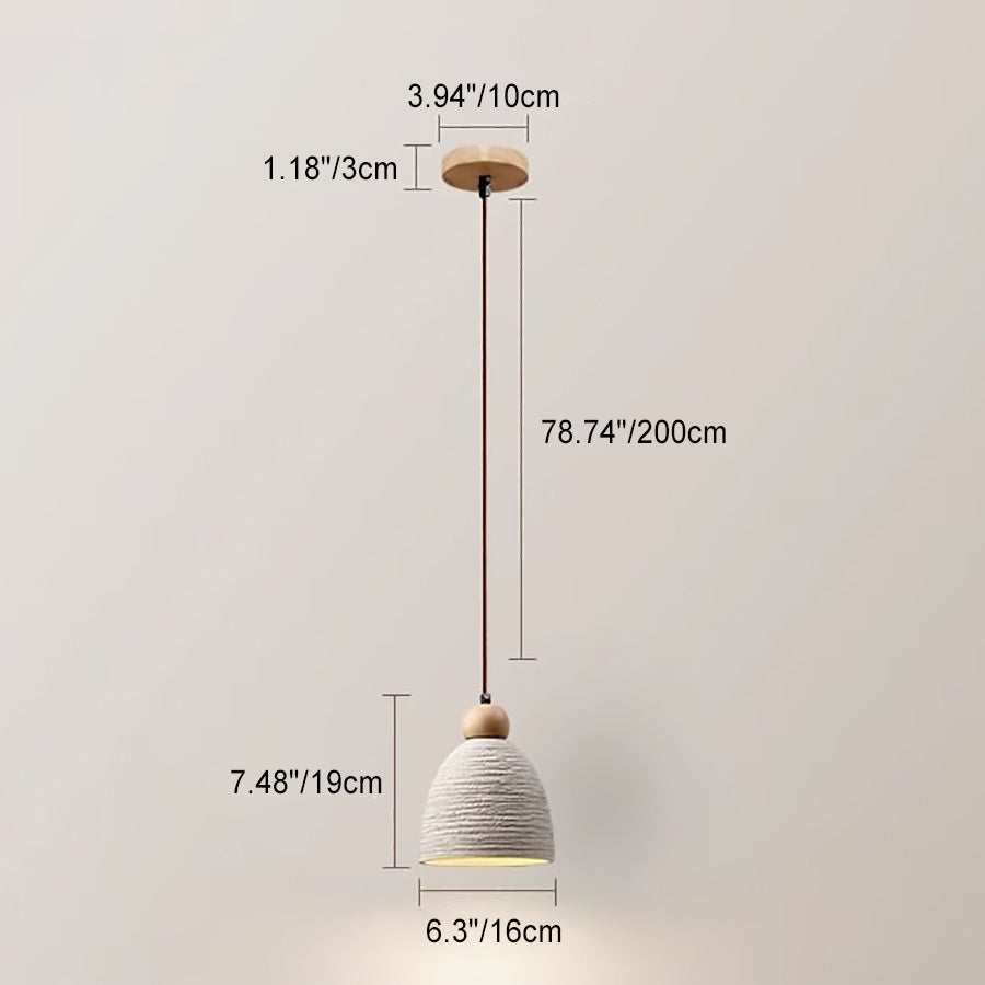 Contemporary Industrial Cement Wood Fillet Cone Shaped 1-Light Pendant Light For Living Room