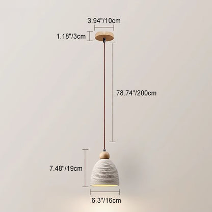 Contemporary Industrial Cement Wood Fillet Cone Shaped 1-Light Pendant Light For Living Room