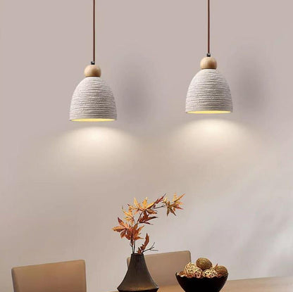 Contemporary Industrial Cement Wood Fillet Cone Shaped 1-Light Pendant Light For Living Room