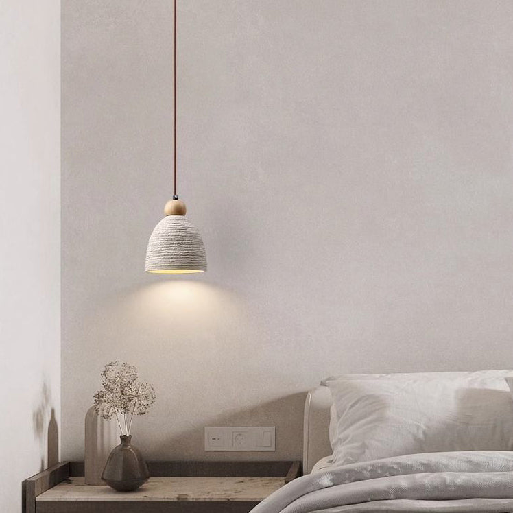 Contemporary Industrial Cement Wood Fillet Cone Shaped 1-Light Pendant Light For Living Room