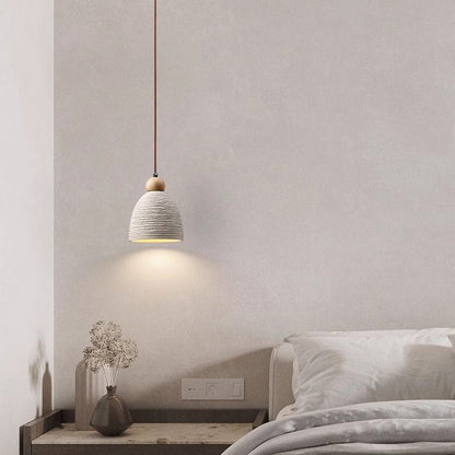 Contemporary Industrial Cement Wood Fillet Cone Shaped 1-Light Pendant Light For Living Room
