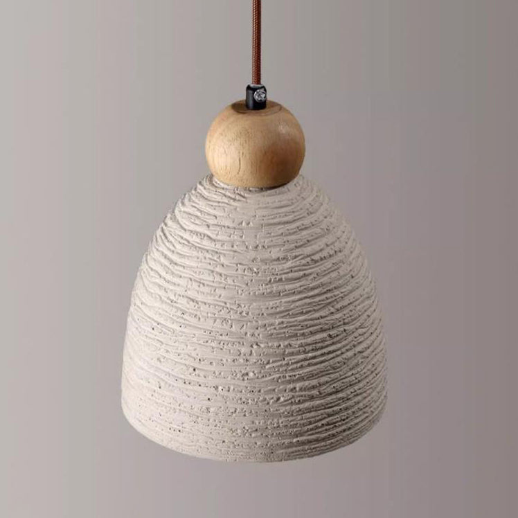 Contemporary Industrial Cement Wood Fillet Cone Shaped 1-Light Pendant Light For Living Room