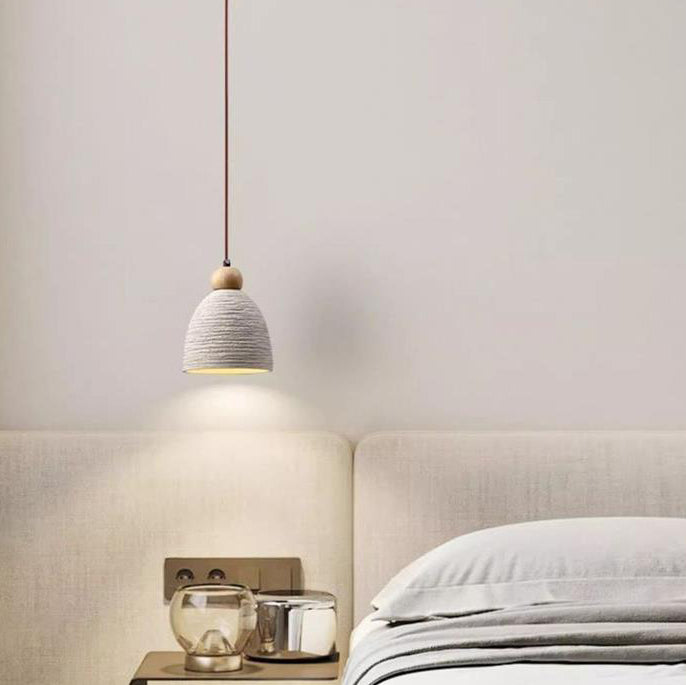 Contemporary Industrial Cement Wood Fillet Cone Shaped 1-Light Pendant Light For Living Room