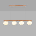Contemporary Nordic Long Strip Linear Cotton Shape Wood Pe 3/4-light Chandelier Island Light for Dining Room BulbSquare