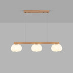 Contemporary Nordic Long Strip Linear Cotton Shape Wood Pe 3/4-light Chandelier Island Light for Dining Room BulbSquare