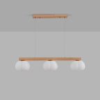 Contemporary Nordic Long Strip Linear Cotton Shape Wood Pe 3/4-light Chandelier Island Light for Dining Room BulbSquare