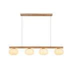 Contemporary Nordic Long Strip Linear Cotton Shape Wood Pe 3/4-light Chandelier Island Light for Dining Room BulbSquare