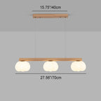 Contemporary Nordic Long Strip Linear Cotton Shape Wood Pe 3/4-light Chandelier Island Light for Dining Room BulbSquare