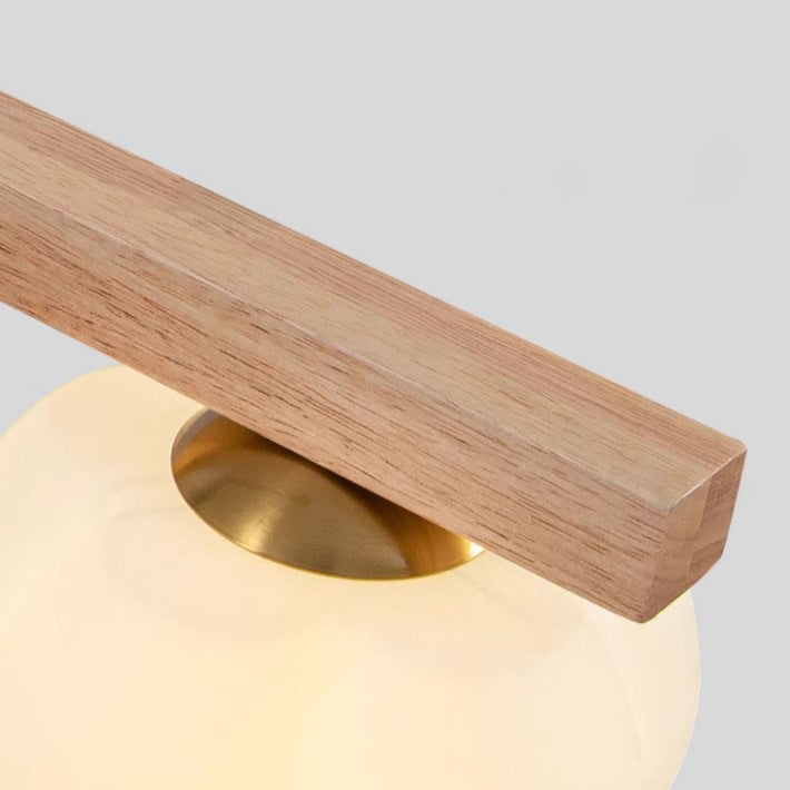 Contemporary Nordic Long Strip Linear Cotton Shape Wood Pe 3/4-light Chandelier Island Light for Dining Room
