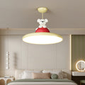Contemporary Creative Cartoon Kids Bear Circle Iron Acrylic LED Semi-Flush Mount Lighting For Bedroom