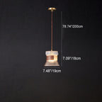 Contemporary Retro Cup Shape Ribbed Glass Brass Wood 1 - Light Pendant Light For Living Room