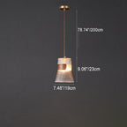 Contemporary Retro Cup Shape Ribbed Glass Brass Wood 1 - Light Pendant Light For Living Room