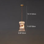 Contemporary Retro Cup Shape Ribbed Glass Brass Wood 1 - Light Pendant Light For Living Room