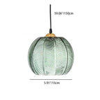 Contemporary Creative Green Globe Shape Ribbed Glass Metal 1-Light Pendant Light For Living Room