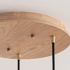 Contemporary Nordic Round Long Plate Conical Glass Hemp Rope Wood 3-light Chandeliers for Living Room BulbSquare