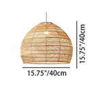 Contemporary Boho Wood Grain Hollow Basket Rattan 1 - Light Pendant Light For Dining Room