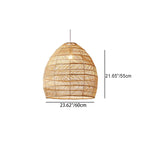 Contemporary Boho Wood Grain Hollow Basket Rattan 1 - Light Pendant Light For Dining Room