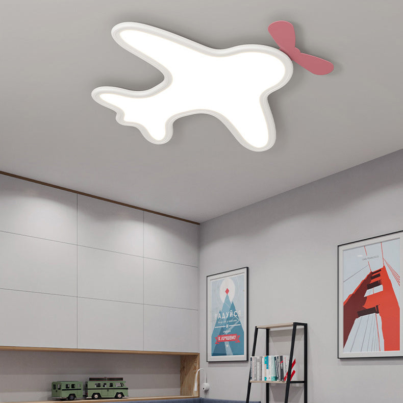 Lumendat Contemporary Creative Kids Cartoon Airplane Bear Iron Aluminum Acrylic LED Flush Mount Ceiling For Bedroom Lumendat