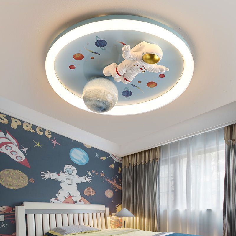 Lumendat Contemporary Creative Cartoon Kids Space Astronaut Resin Iron Acrylic LED Flush Mount Lighting For Bedroom Lumendat