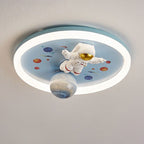 Lumendat Contemporary Creative Cartoon Kids Space Astronaut Resin Iron Acrylic LED Flush Mount Lighting For Bedroom Lumendat
