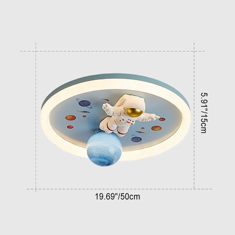 Lumendat Contemporary Creative Cartoon Kids Space Astronaut Resin Iron Acrylic LED Flush Mount Lighting For Bedroom Lumendat